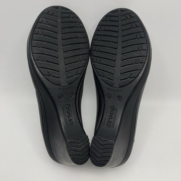Crocs LYDIA Black Pumps 3" Wedge Heel Women's US 8 Platform Shoes Accent Bow - Picture 7 of 11
